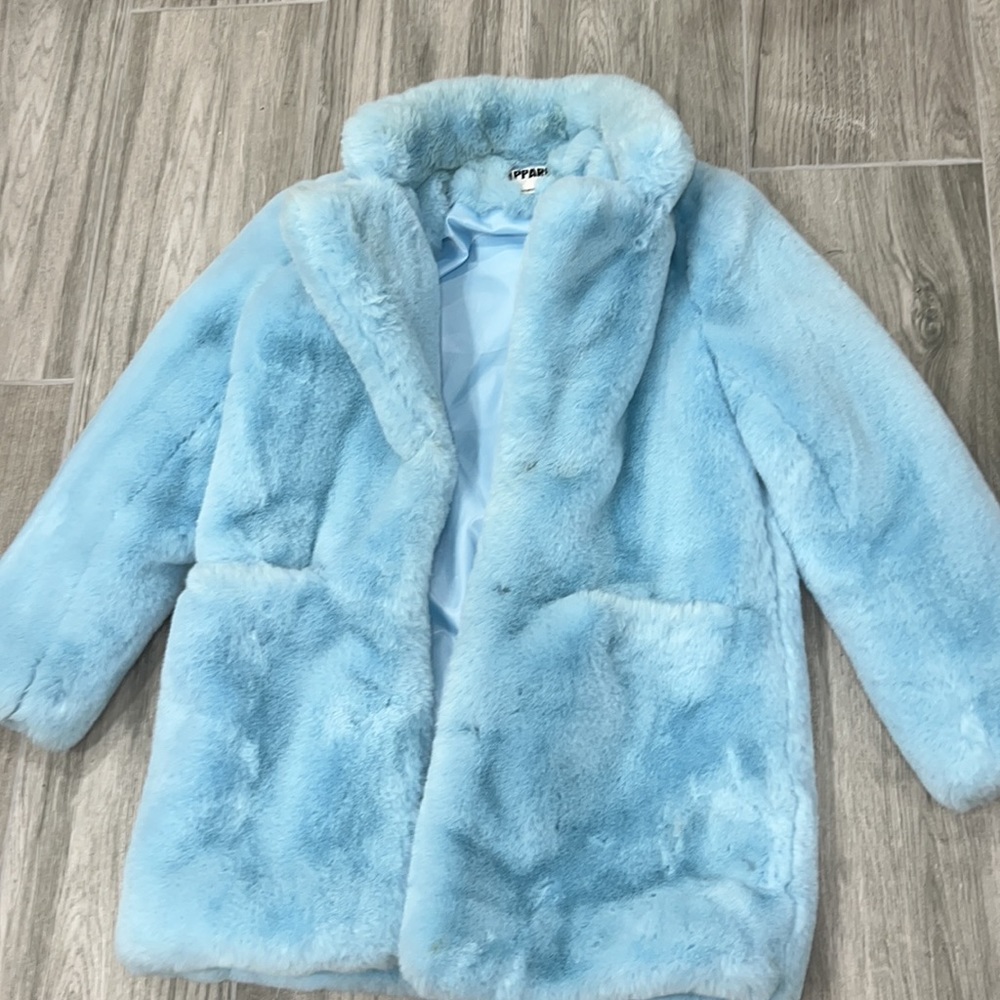 Gorgeous blue faux fur coat.